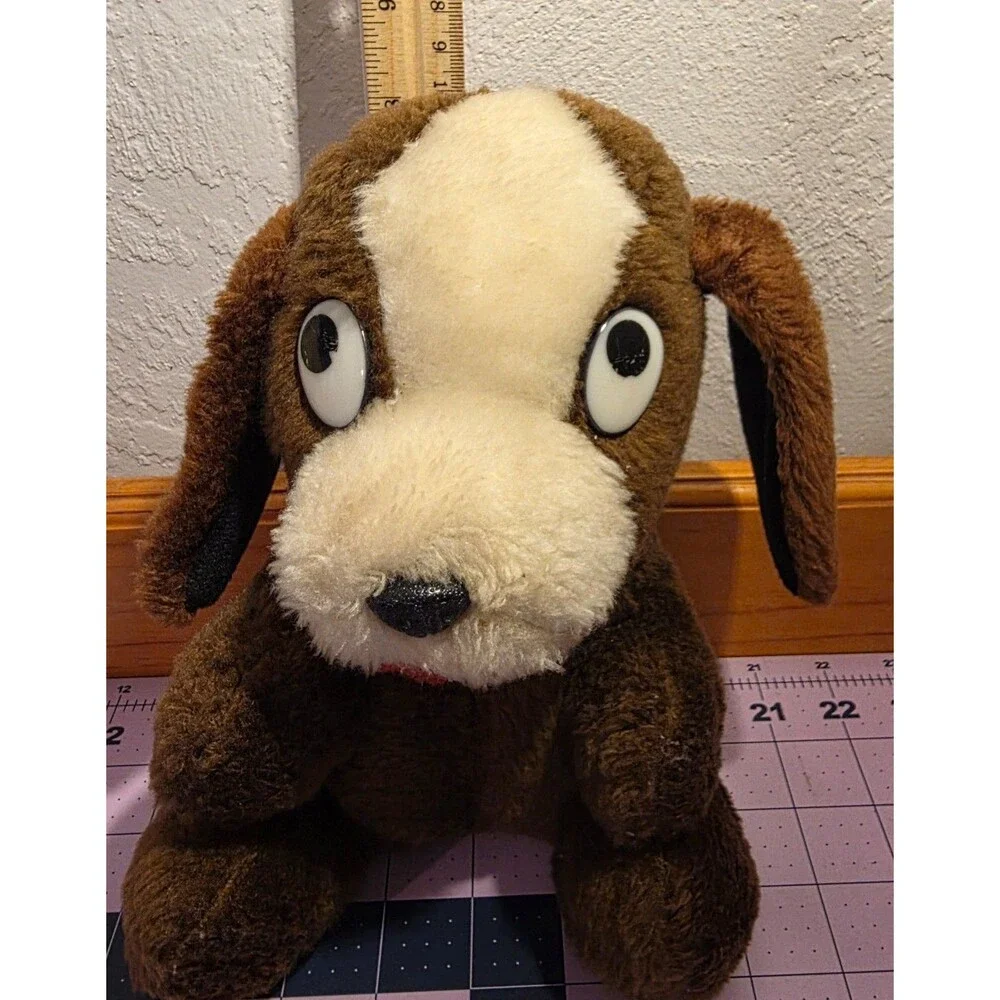 Vintage Commonwealth Ramona Dog Plush Brown White Big Eyes Stuffed Animal 8
